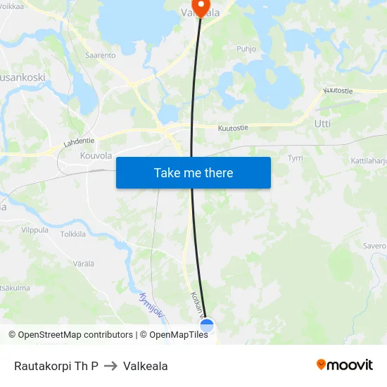 Rautakorpi Th P to Valkeala map