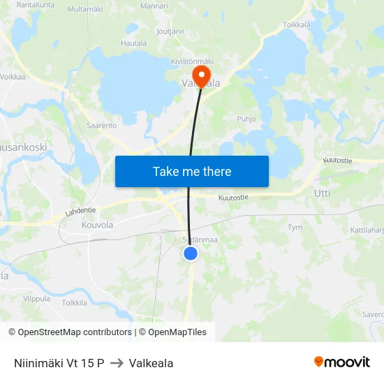 Niinimäki Vt 15 P to Valkeala map