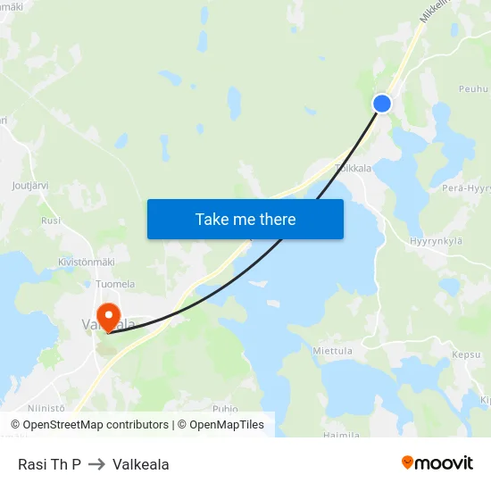 Rasi Th P to Valkeala map