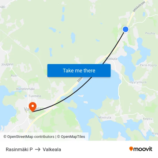 Rasinmäki P to Valkeala map