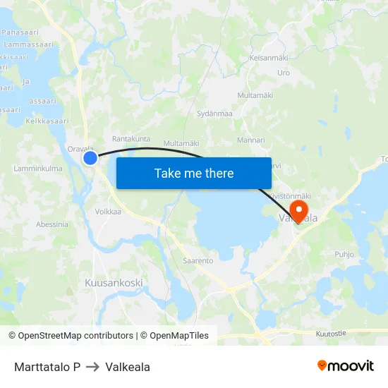 Marttatalo P to Valkeala map