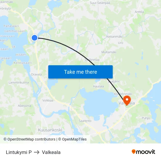 Lintukymi P to Valkeala map