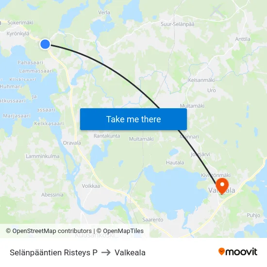 Selänpääntien Risteys P to Valkeala map