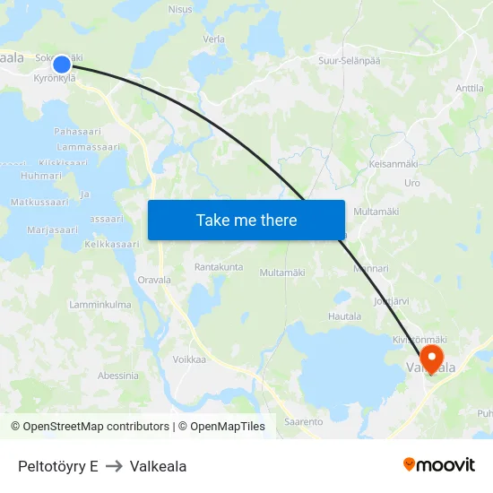 Peltotöyry E to Valkeala map