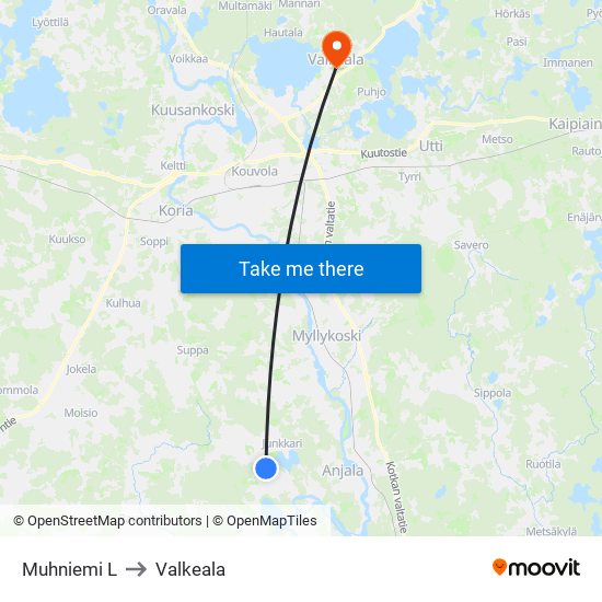 Muhniemi L to Valkeala map