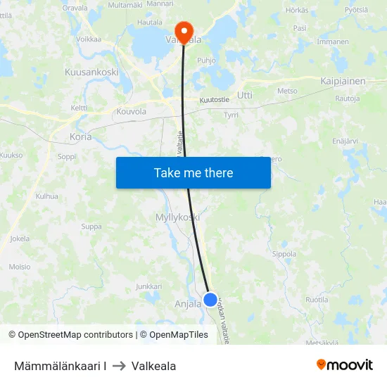 Mämmälänkaari I to Valkeala map