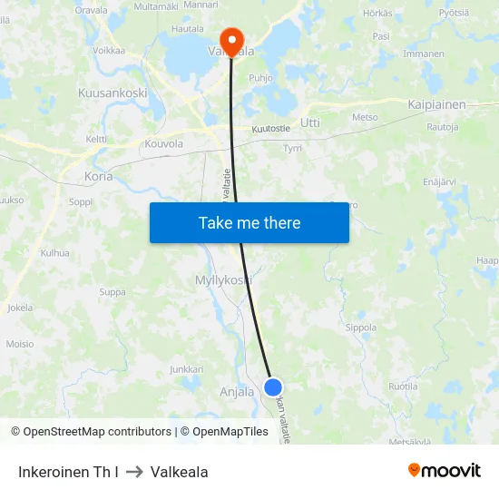 Inkeroinen Th I to Valkeala map