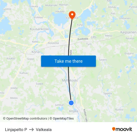 Linjapelto P to Valkeala map