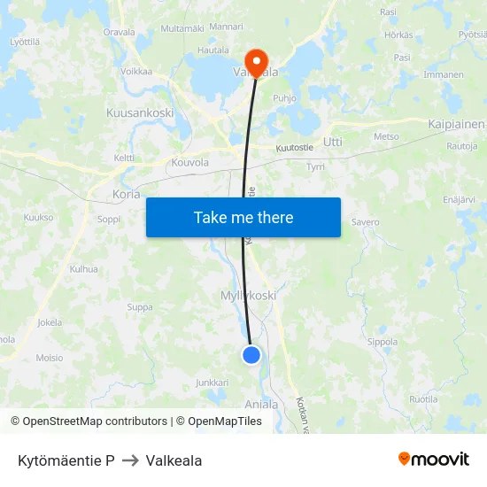 Kytömäentie P to Valkeala map