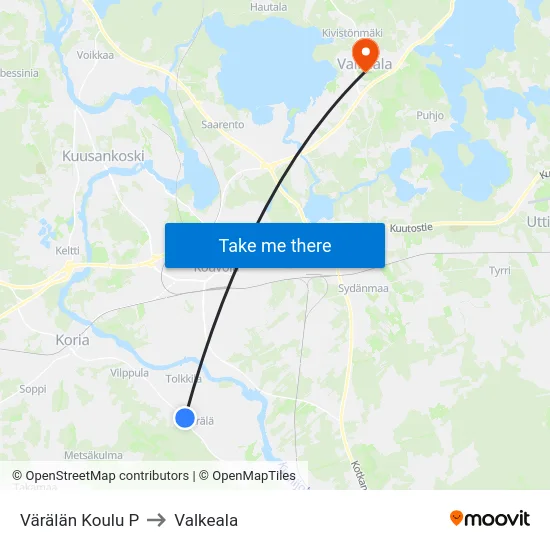 Värälän Koulu P to Valkeala map