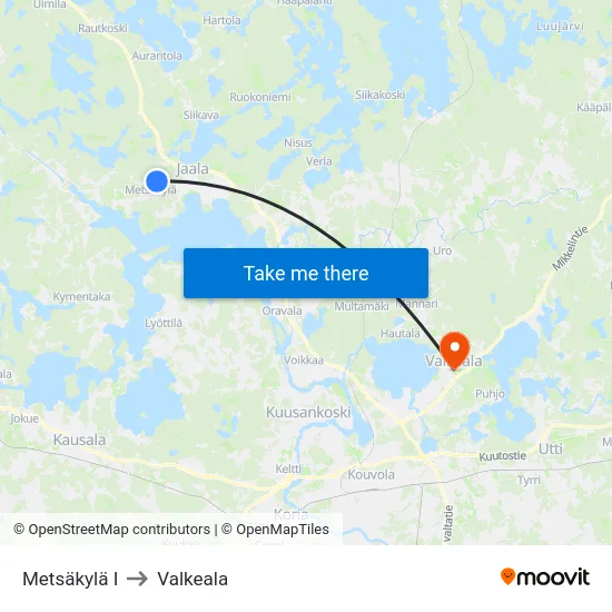 Metsäkylä I to Valkeala map