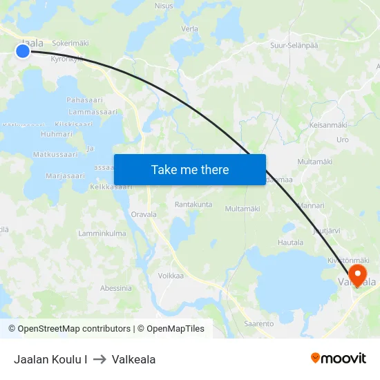 Jaalan Koulu I to Valkeala map