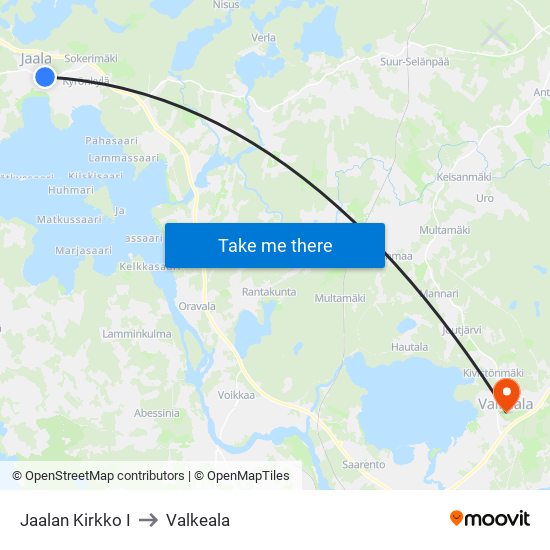 Jaalan Kirkko I to Valkeala map