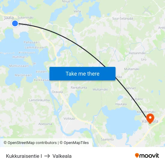 Kukkuraisentie I to Valkeala map