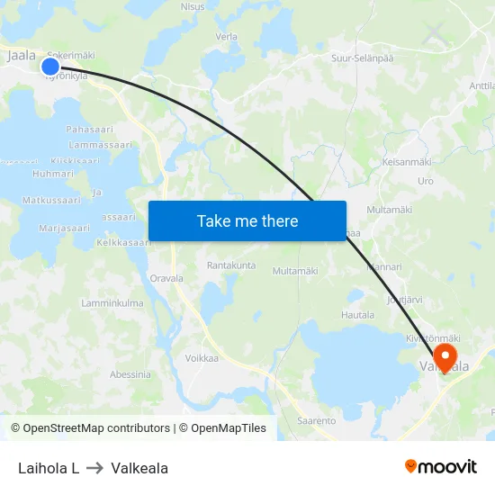 Laihola L to Valkeala map