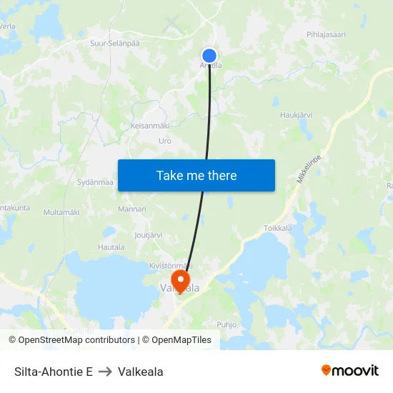 Silta-Ahontie E to Valkeala map