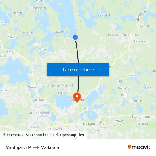 Vuohijärvi P to Valkeala map
