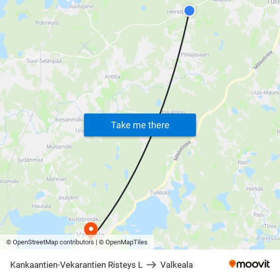 Kankaantien-Vekarantien Risteys L to Valkeala map