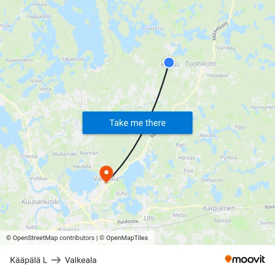 Kääpälä L to Valkeala map