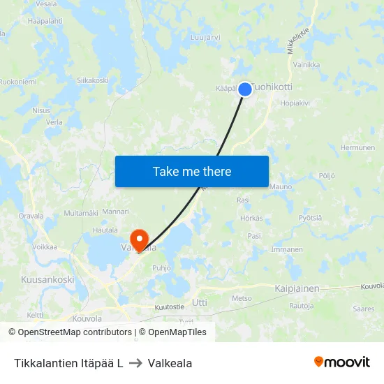 Tikkalantien Itäpää L to Valkeala map