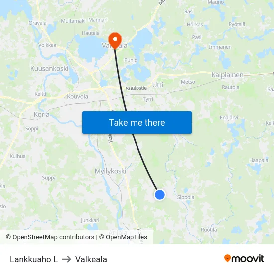 Lankkuaho L to Valkeala map