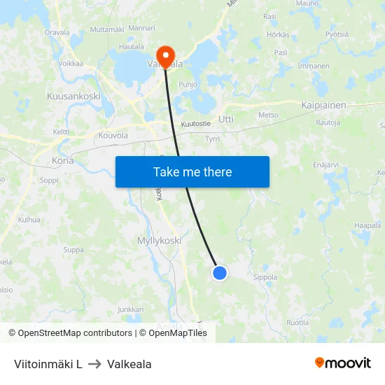 Viitoinmäki L to Valkeala map