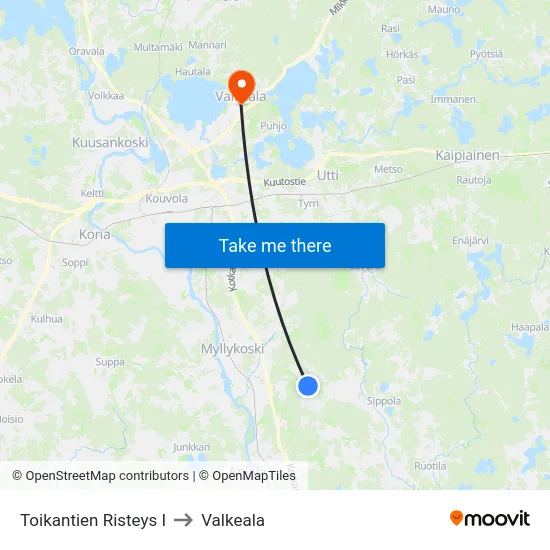 Toikantien Risteys I to Valkeala map