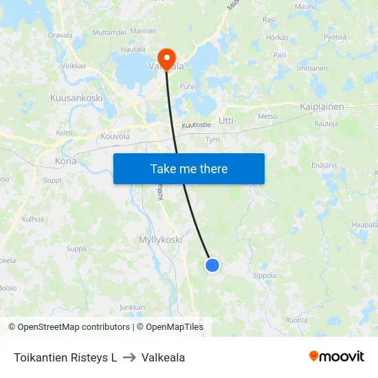 Toikantien Risteys L to Valkeala map