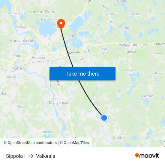 Sippola I to Valkeala map