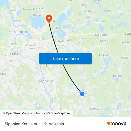 Sippolan Koulukoti I to Valkeala map
