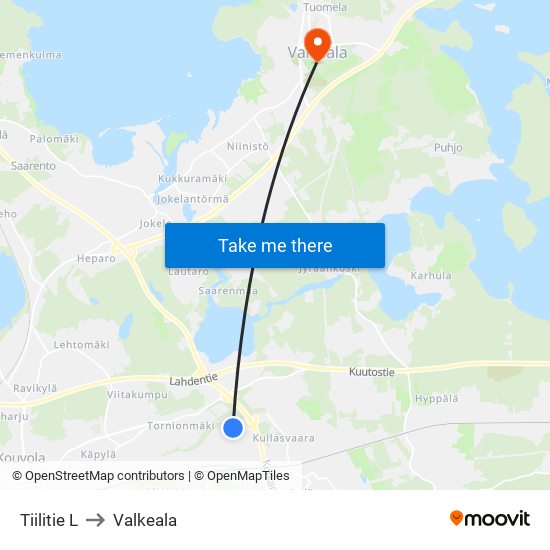 Tiilitie L to Valkeala map