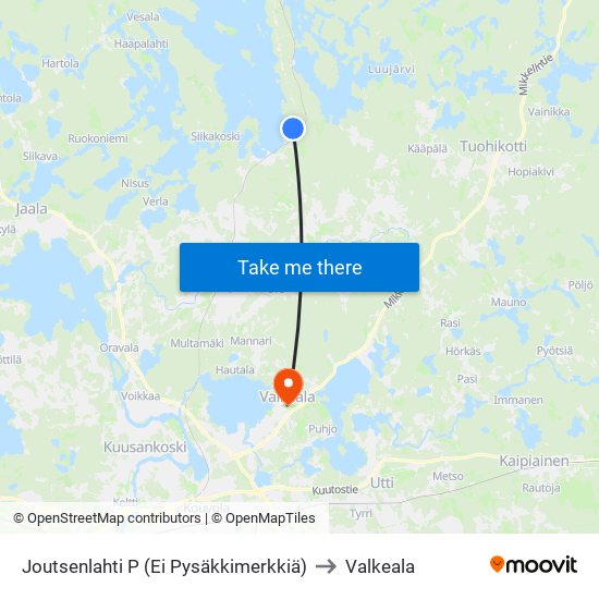 Joutsenlahti P (Ei Pysäkkimerkkiä) to Valkeala map