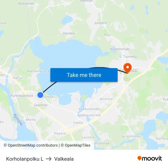 Korholanpolku L to Valkeala map