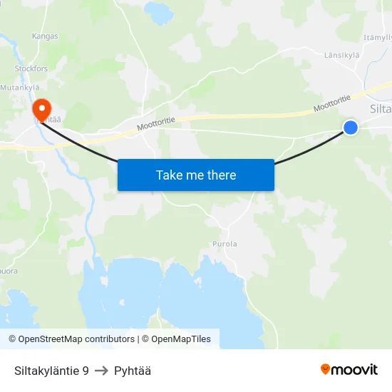 Siltakyläntie 9 to Pyhtää map