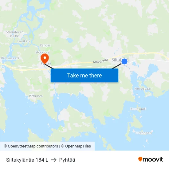 Siltakyläntie 184 L to Pyhtää map