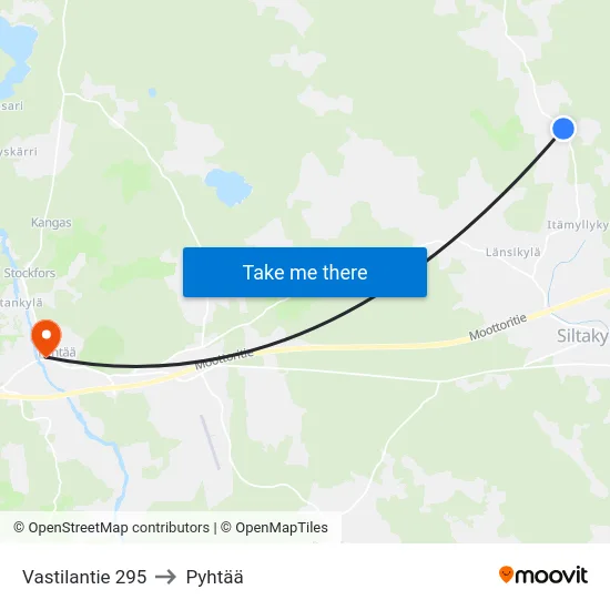 Vastilantie 295 to Pyhtää map
