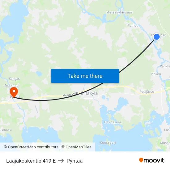 Laajakoskentie 419 E to Pyhtää map