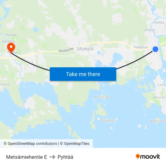 Metsämiehentie  E to Pyhtää map