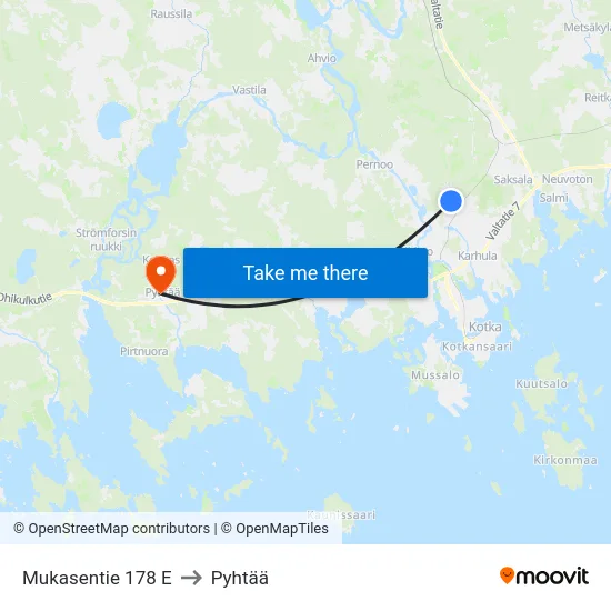 Mukasentie 178 E to Pyhtää map