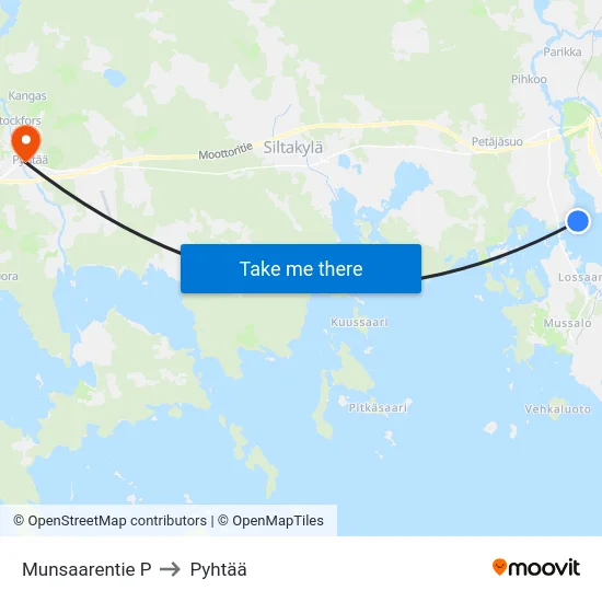 Munsaarentie P to Pyhtää map