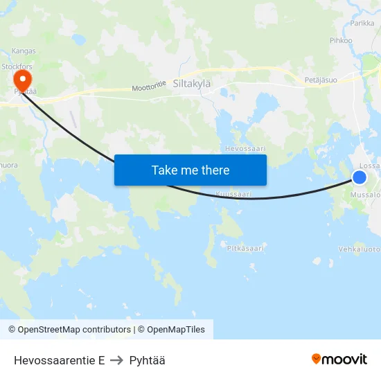 Hevossaarentie E to Pyhtää map