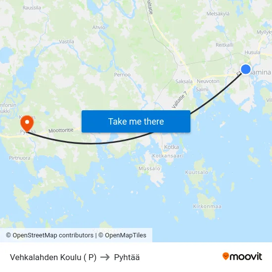 Vehkalahden Koulu ( P) to Pyhtää map