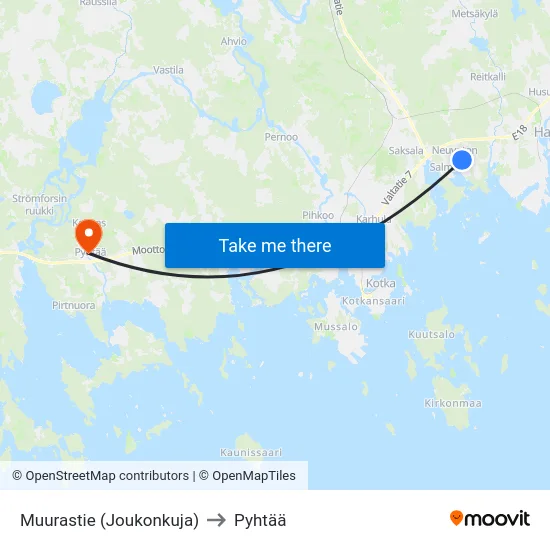 Muurastie  (Joukonkuja) to Pyhtää map