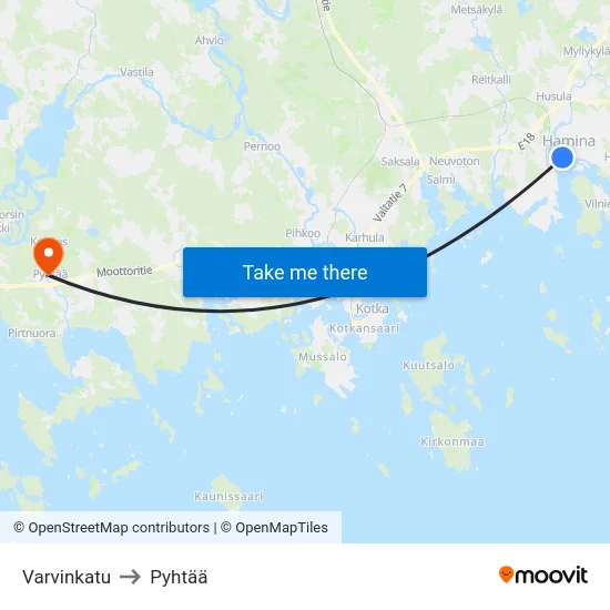 Varvinkatu to Pyhtää map