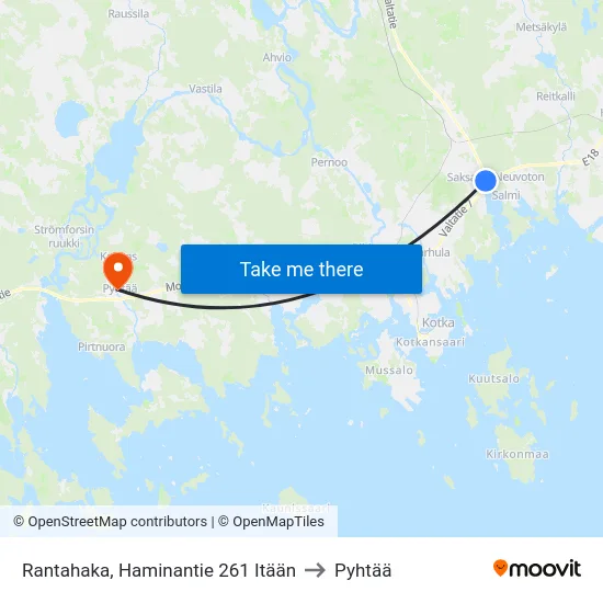 Rantahaka, Haminantie 261 Itään to Pyhtää map