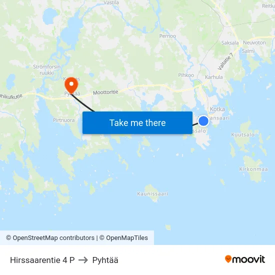 Hirssaarentie 4 P to Pyhtää map