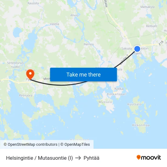 Helsingintie / Mutasuontie (I) to Pyhtää map