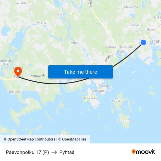 Paavonpolku 17  (P) to Pyhtää map