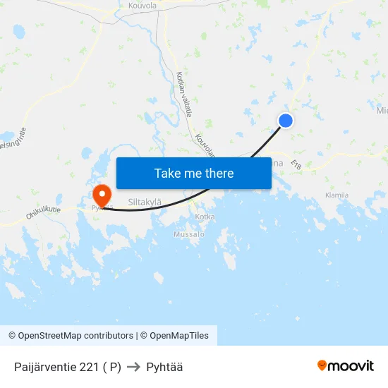 Paijärventie 221 ( P) to Pyhtää map