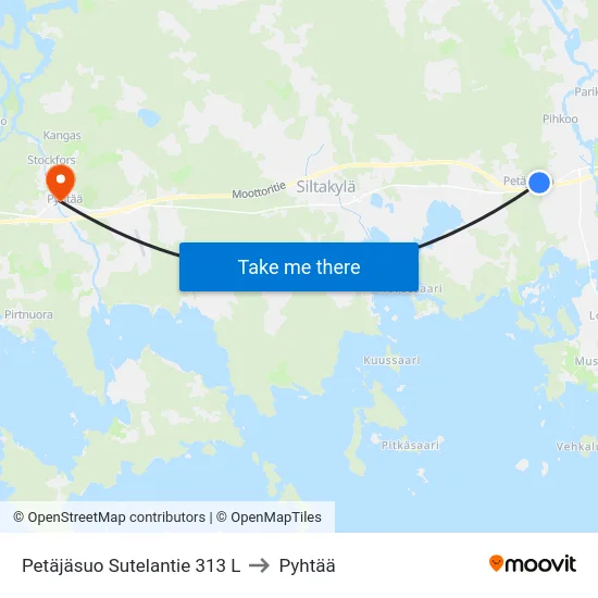 Petäjäsuo Sutelantie 313 L to Pyhtää map